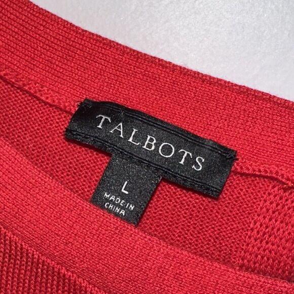 Talbots Women’s Pointelle Pull On Sweater Tunic 3/4 Sleeve Red Size Large - Picture 4 of 5